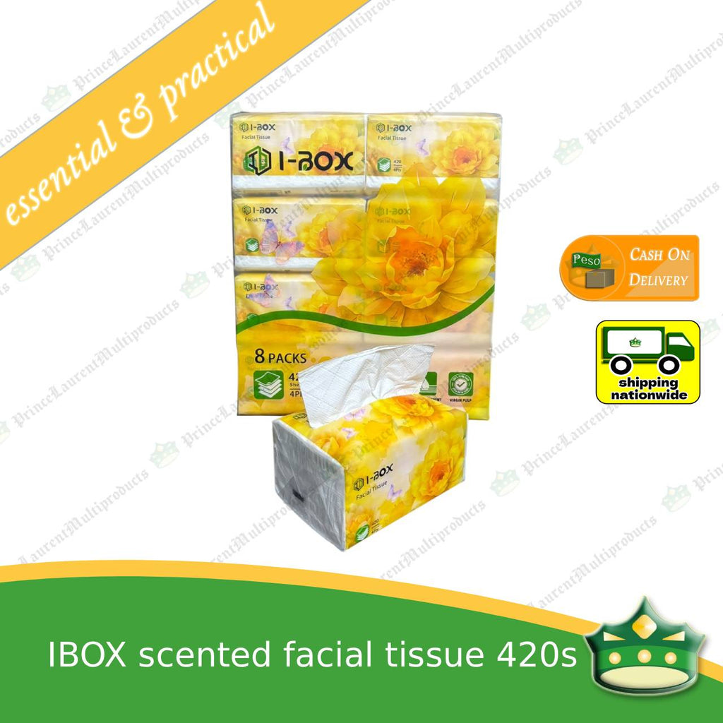 [420 sheets] facial tissue scented floral white 420's IBOX for personal, office or household uses