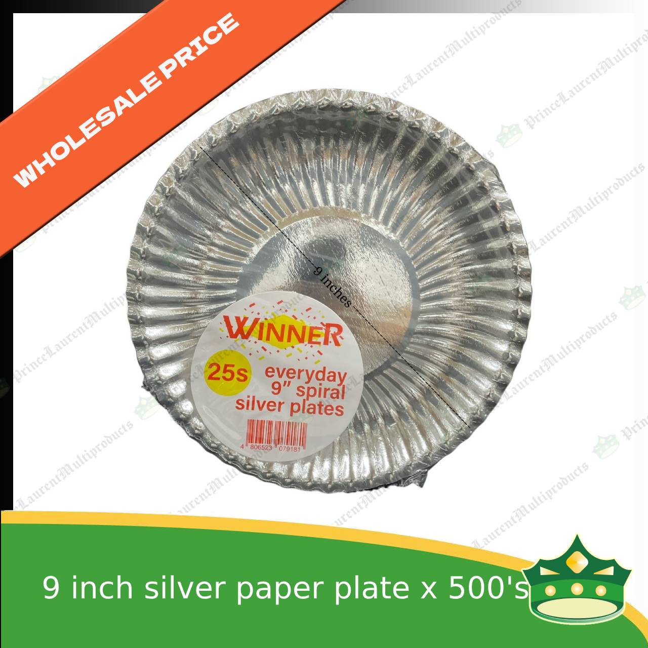 [500 pcs] 9 inch paper plate SILVER LAMINATED use as disposable serving dish for all occasions