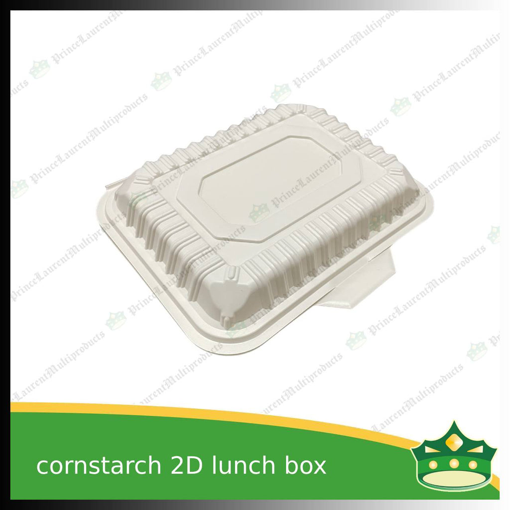 [50 pcs] 2 division compostable cornstarch bento box biodegradable meal box