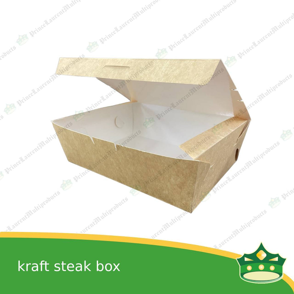 [100 pcs] BIG steak box kraft laminated leak proof for big meals or party boxes, take-out, packed meal, ulam viands, rice toppings, noodles, pansit, merienda