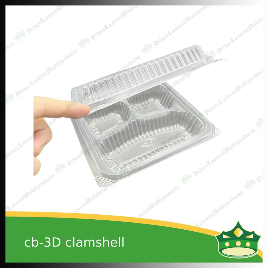 [50 pcs] 3 division plastic pp microwavable clamshell for food catering service, food box with partition