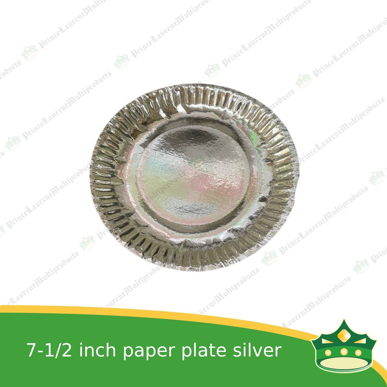 [25 pcs] 7-1/2 paper plate silver coated use as disposable serving dish for all occasions