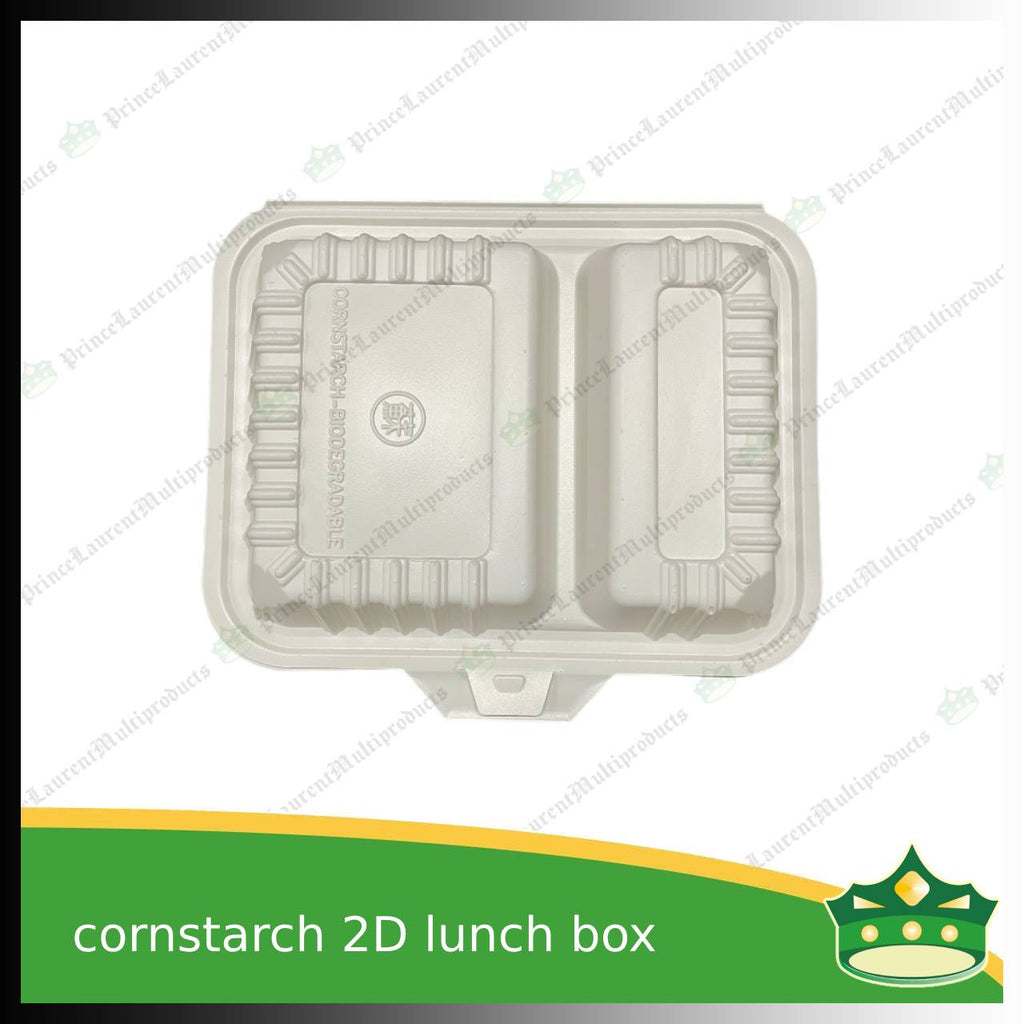 [50 pcs] 2 division compostable cornstarch bento box biodegradable meal box