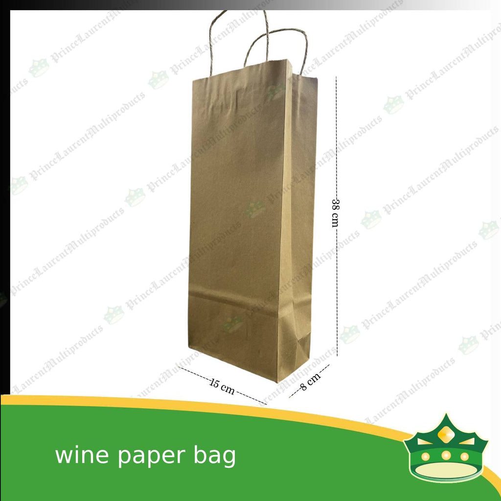[50 pcs] wine paper bag with handle (80x150x380mm)