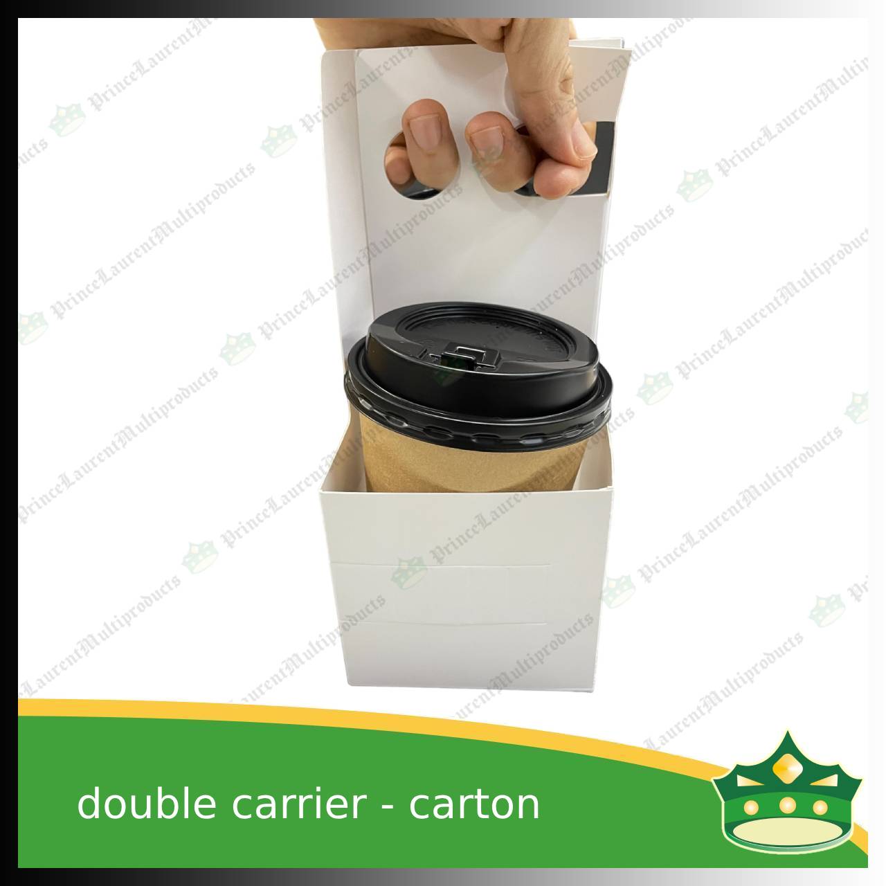 [50 pcs] double cup carrier carton white for take out of beverages, milktea, coffee
