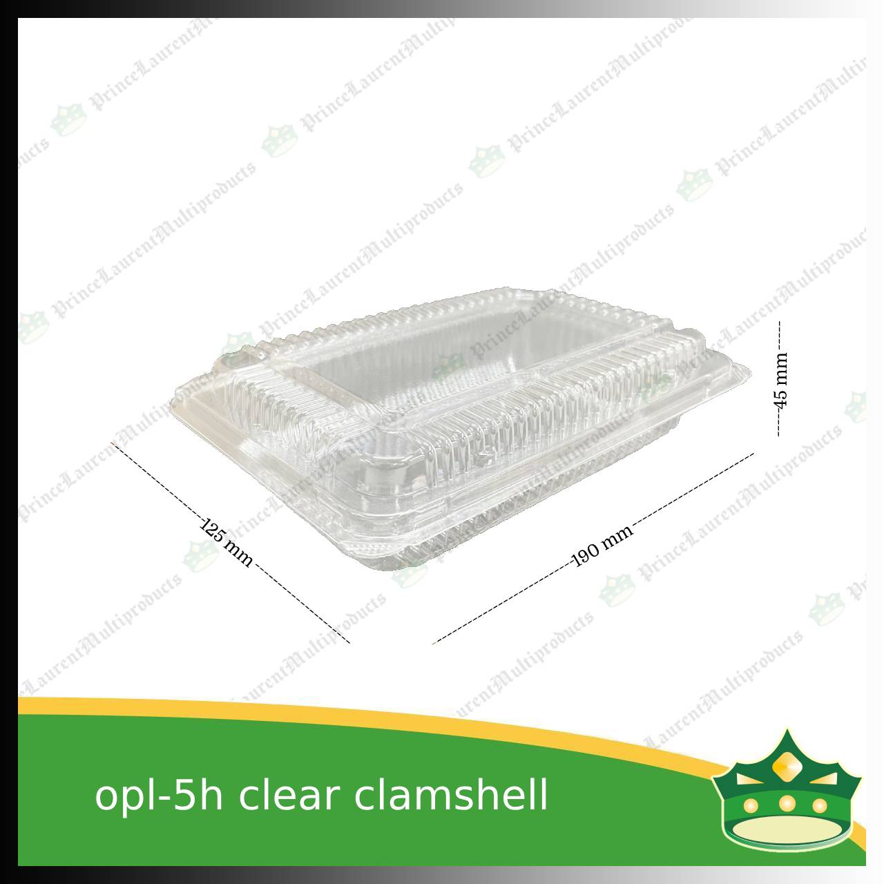 [1 case] clear clamshell OPL-5H C301 OPS clearview food containers for any food products, leche flans, tarts, macaroons, salad, fruits, baked goods