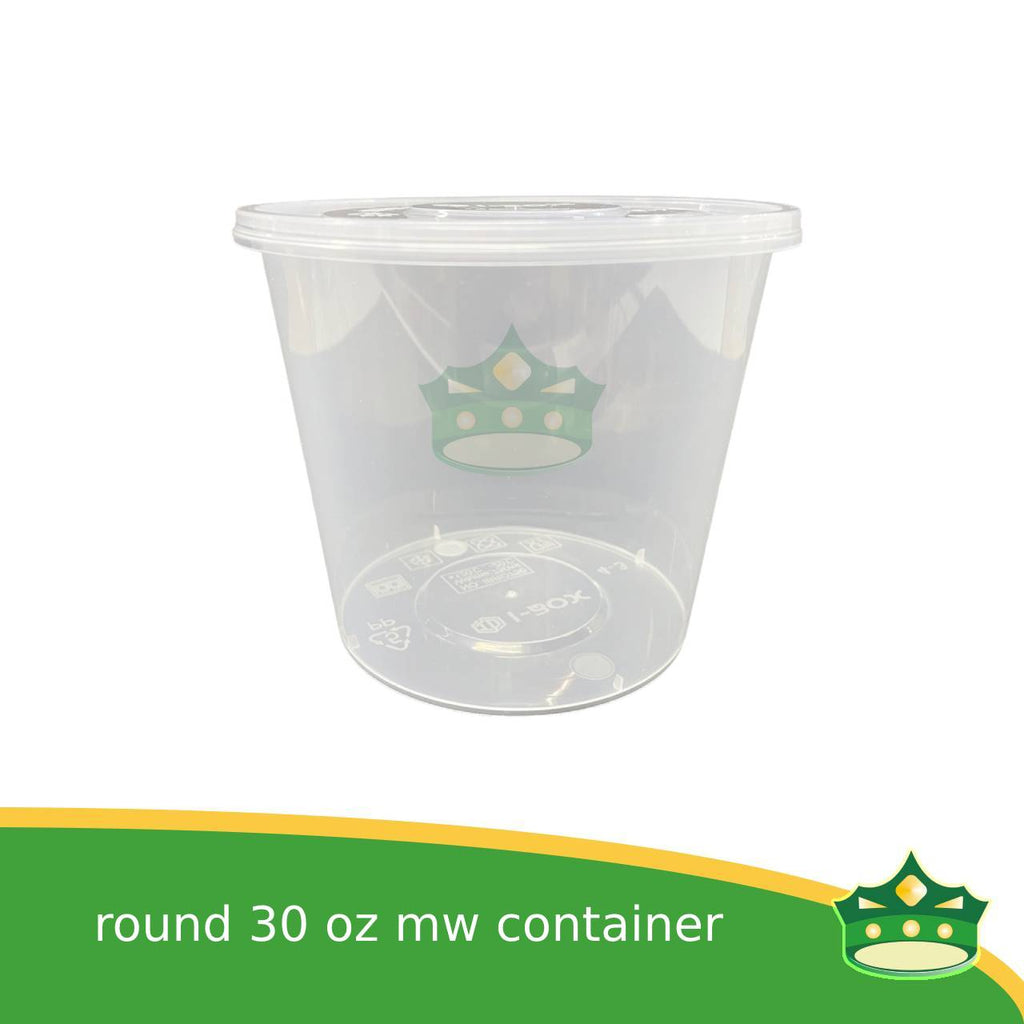IBOX brand microwavable plastic round containers take out for soups and other food products