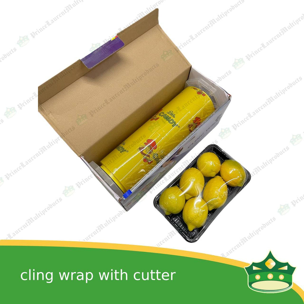 cling wrap polyvinyl food plastic wrap 30cm x 300m with cutter / slider for convenient food wrapping