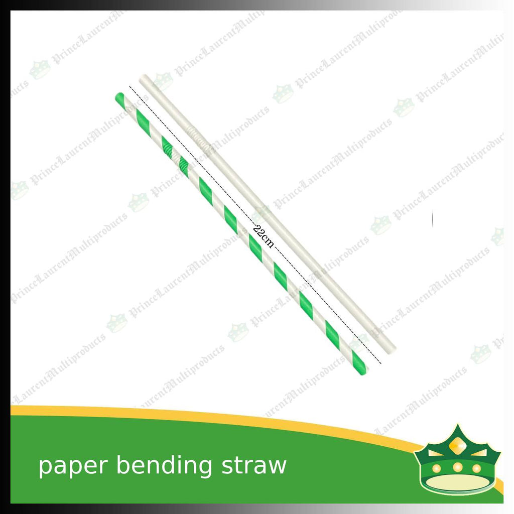[100 pcs] bending paper straw white / colored for milk shakes, juices and other cold beverages