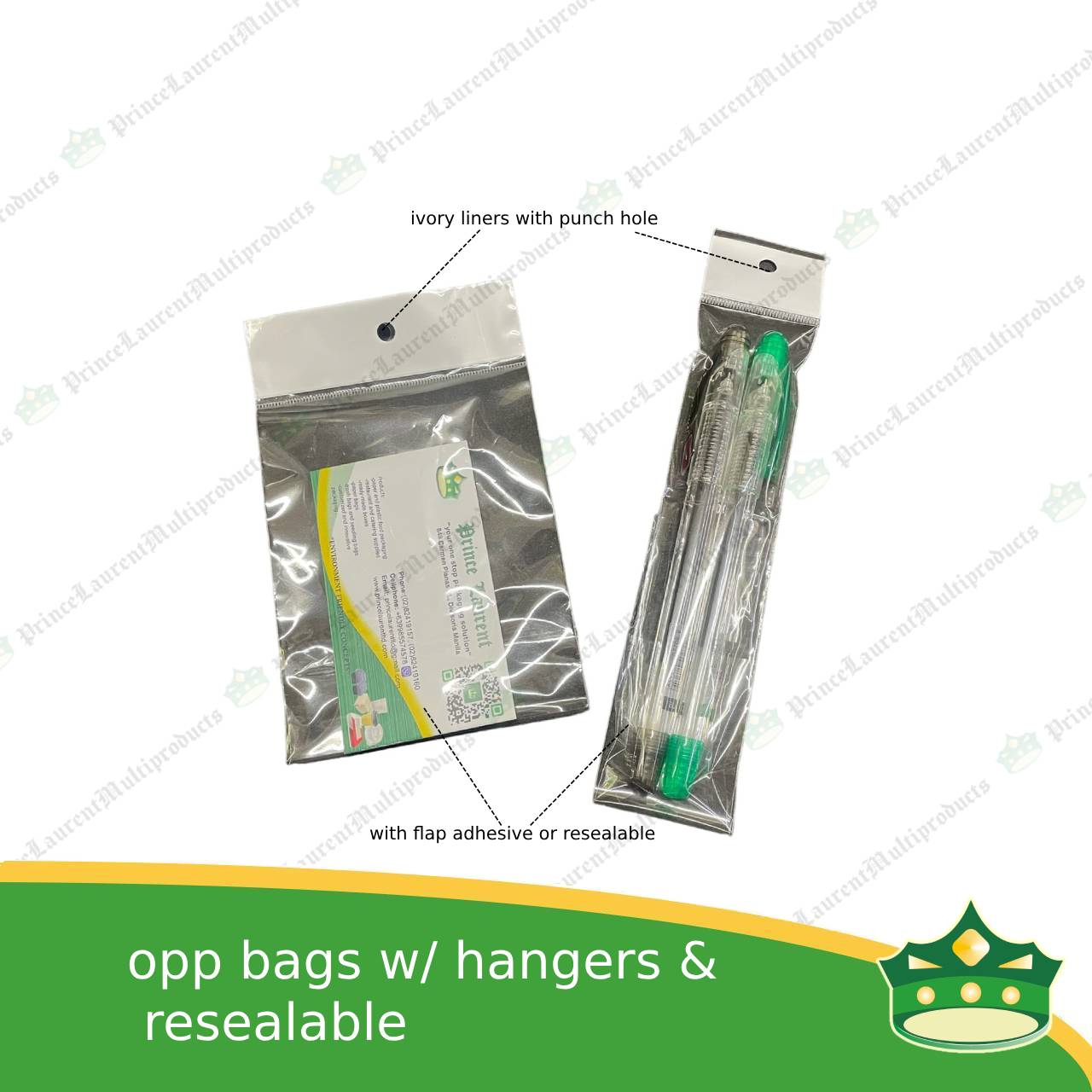 [500 pcs] opp bag with ivory liner and punch hole for display hanging products with resealable flap (medium sizes)