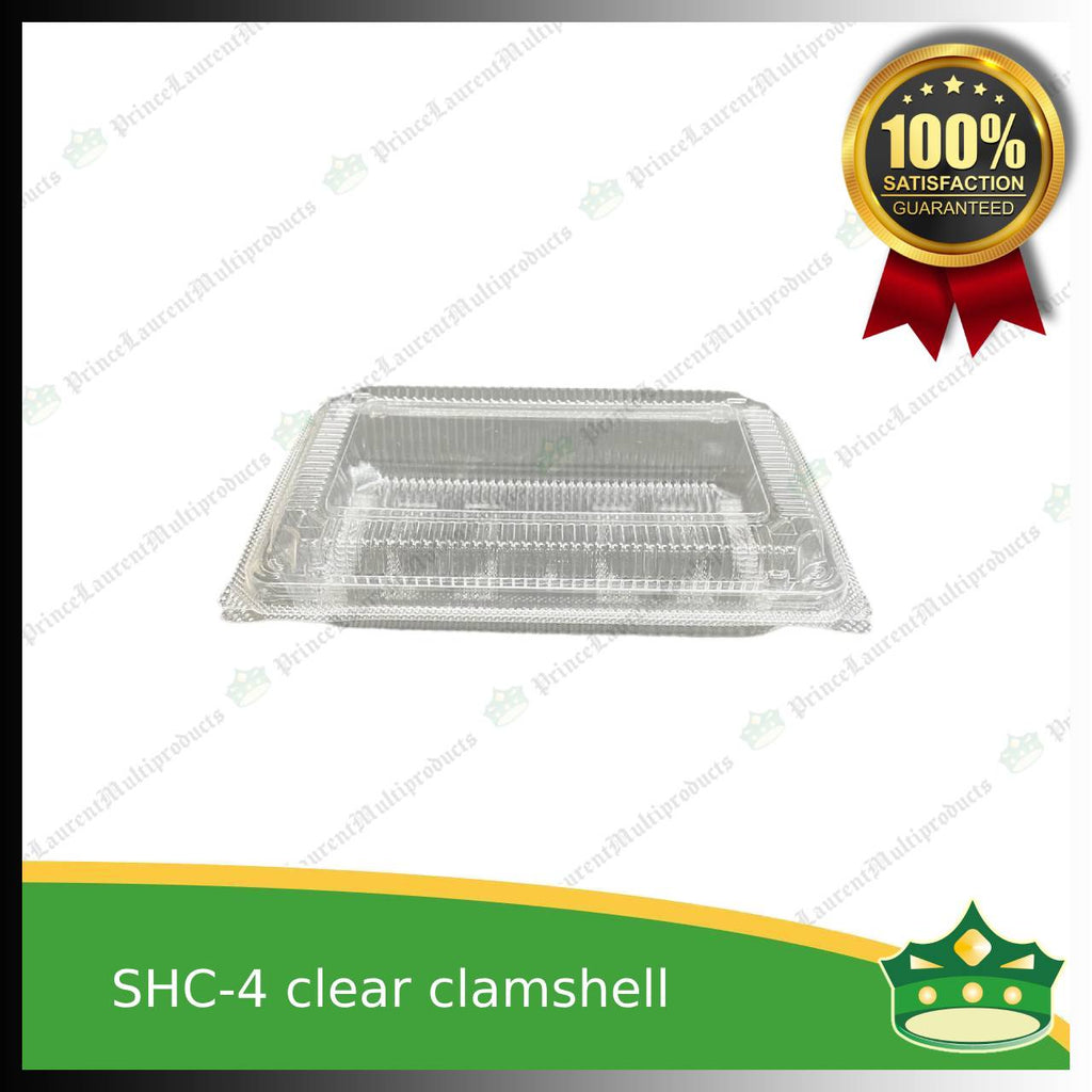 [500 pcs] clear clamshell SHC-4 OPS clearview food containers for any food products, leche flans, tarts, macaroons, salad, fruits, baked goods