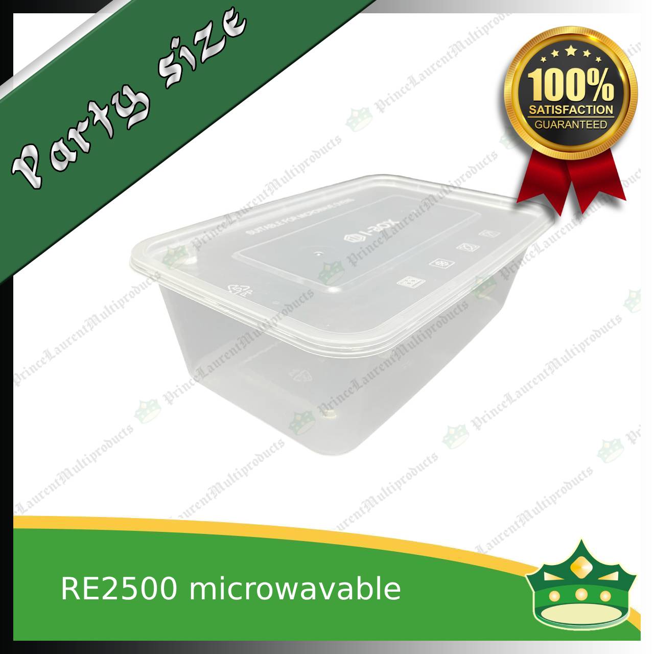 [5 pcs] IBOX brand 2500ml microwavable plastic large rectangular container with lid for take out of noodles soup and other food products