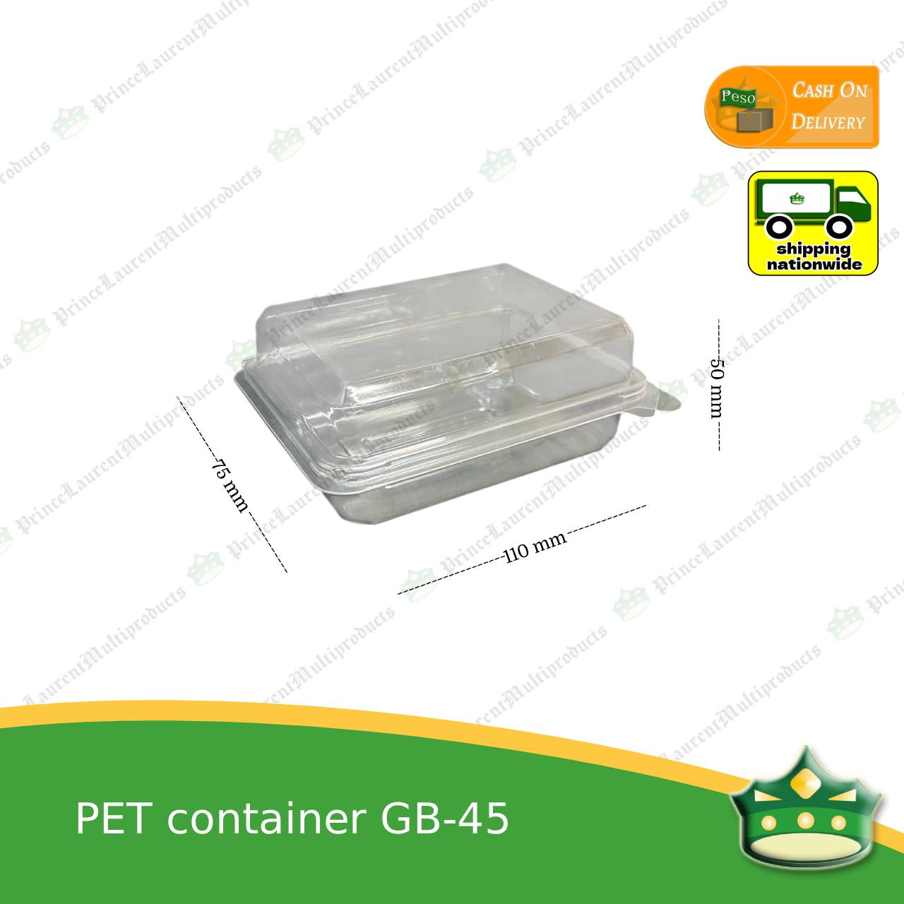[50 pcs] PET container clear clamshell GB-45 (3x4x2 inches) for any baked products or food delicacies