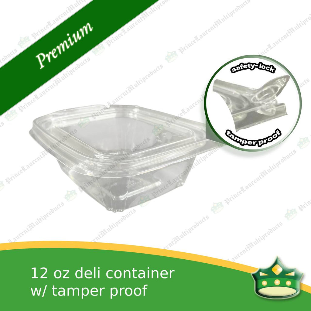 [60 pcs] clear deli container 12oz with tamper proof lock to keep your food product fresh and safe