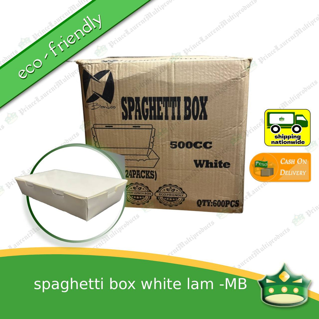 [600 pcs] Paper Spaghetti Box Laminated White for Take-Out 500cc (mrB) Eco-Friendly Disposable Kitchen Supply