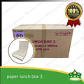 [400 pcs] paper lunch box 3 white laminated or paper bento 3 division, 3 partitions for large meals, viands, ulam, rice toppings, pansit, noodles, take-outs, food deliveries, leak-proof, saucy take-outs