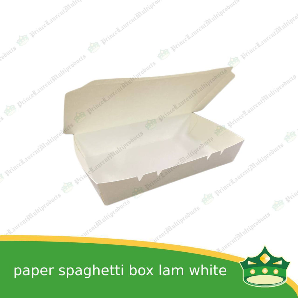 [50 pcs] paper spaghetti box laminated white for take-out take home away meal pack for spahetti noodes merienda ulam rice toppings