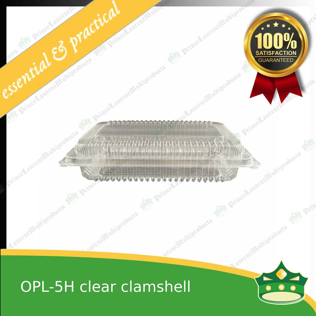 [50 pcs] clear clamshell OPL-5H C301 OPS clearview food containers for any food products, leche flans, tarts, macaroons, salad, fruits, baked goods