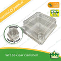 [100 pcs] clear square clamshell WF-168 clearview food containers for any food products, sliced cakes, pastries, cookies.