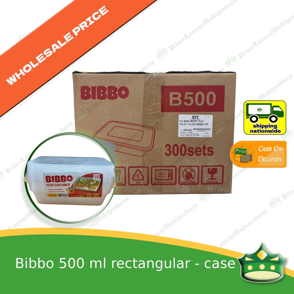 [300 pcs] Bibbo 500 ml rectangular microwavable container with lids for packed meals rice lunch wholesale