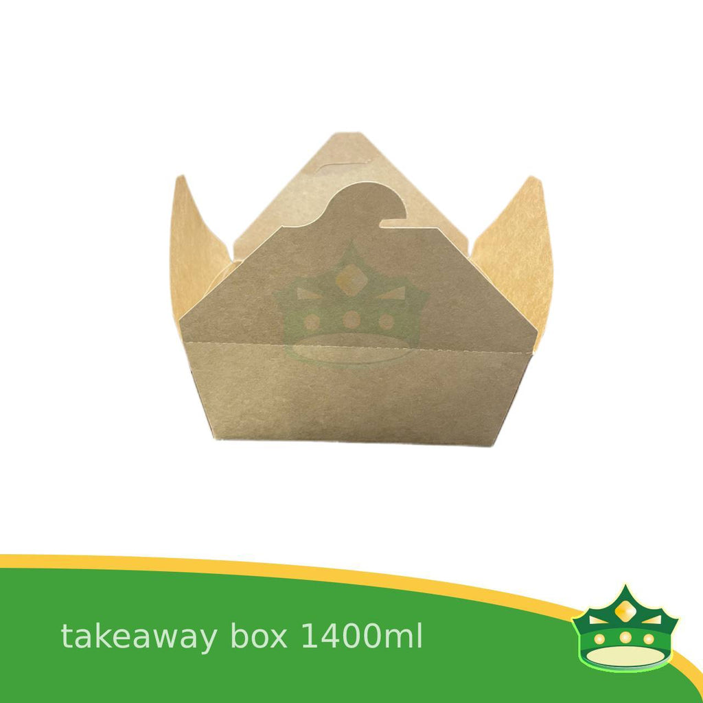 [50 pcs] takeaway box kraft 1400ml laminated for take-out meals, viands, snacks, noodes, pansit, ulam, rice toppings, fried chicken, chicken pops and other products, saucy food