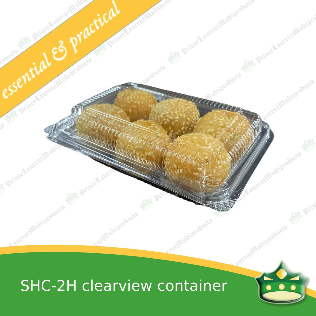 [50 pcs] clear clamshell SHC-2H C201 OPS clearview food containers for any food products, leche flans, tarts, macaroons, salad, fruits, baked goods