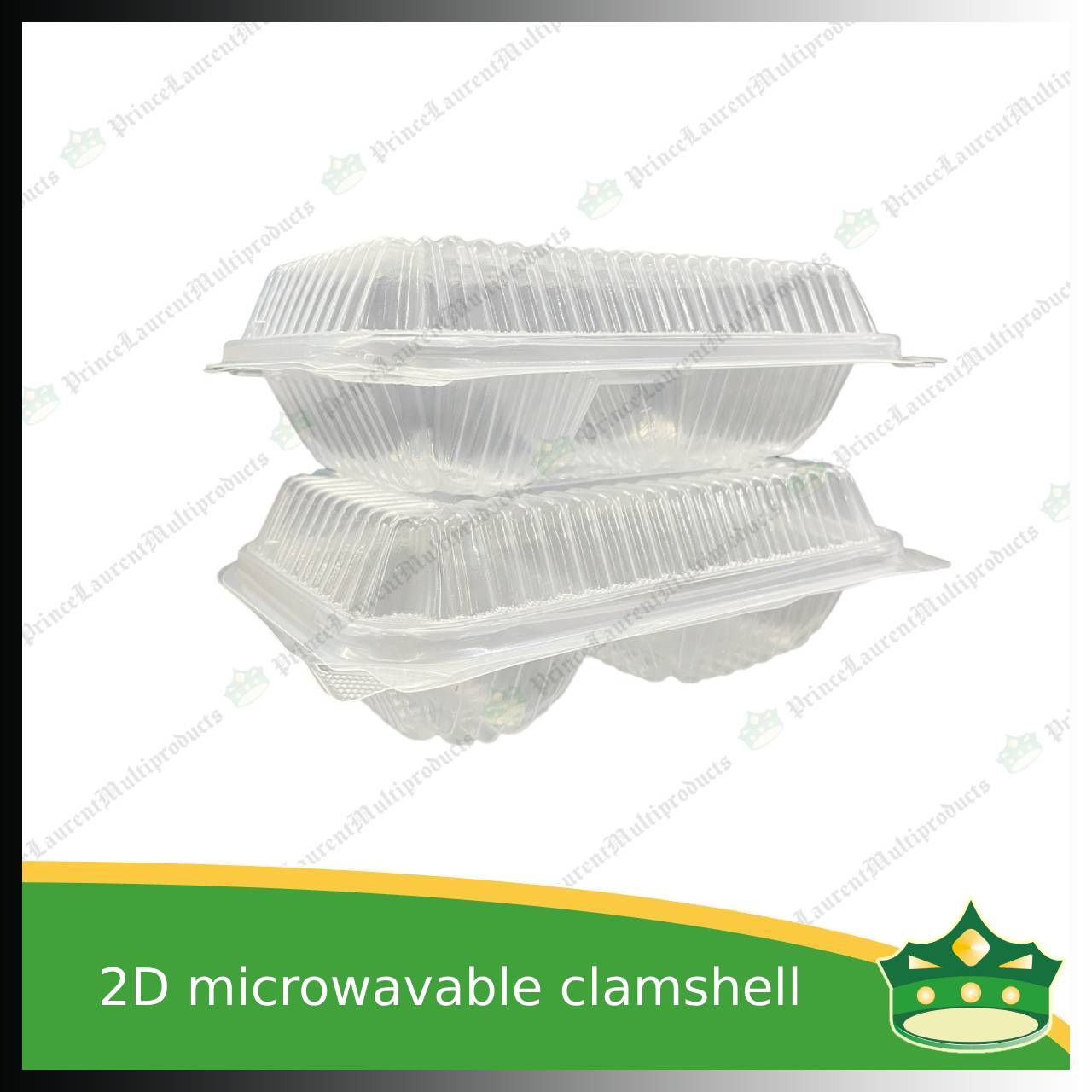 [50 pcs] 2 division plastic pp microwavable clamshell for food catering service, food box with partition