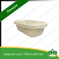 [50 pcs] bagasse oval 700ml container with lid for compostable biodegradable take away boxes