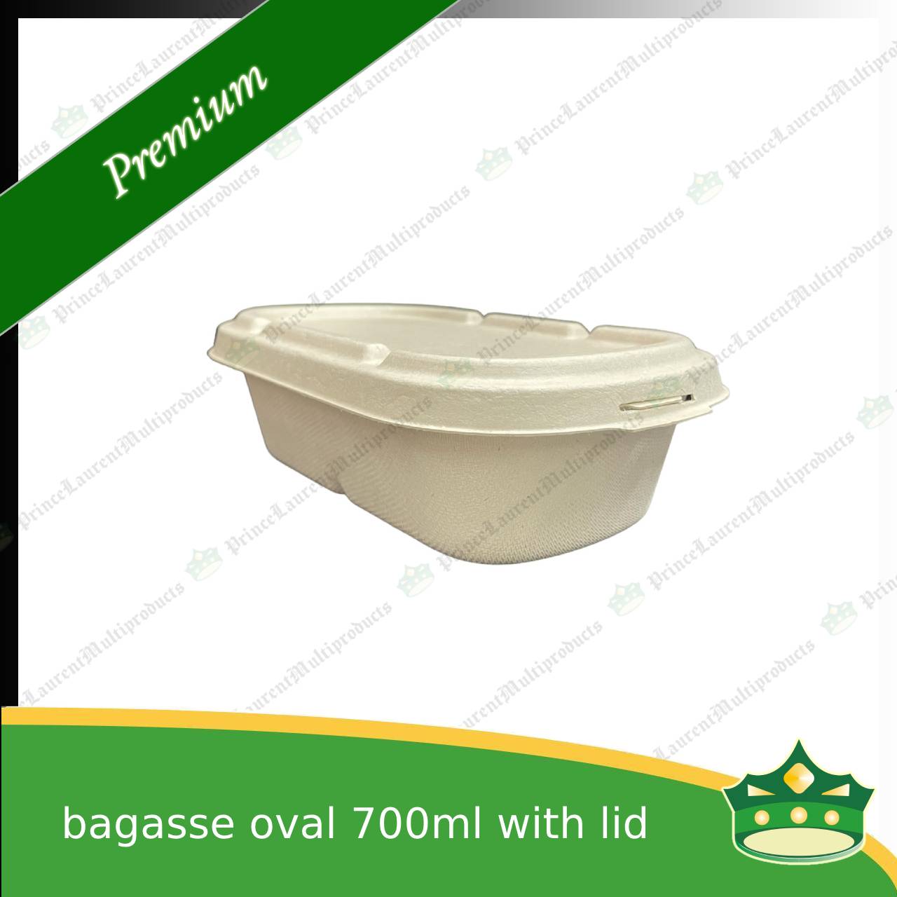 [50 pcs] bagasse oval 700ml container with lid for compostable biodegradable take away boxes
