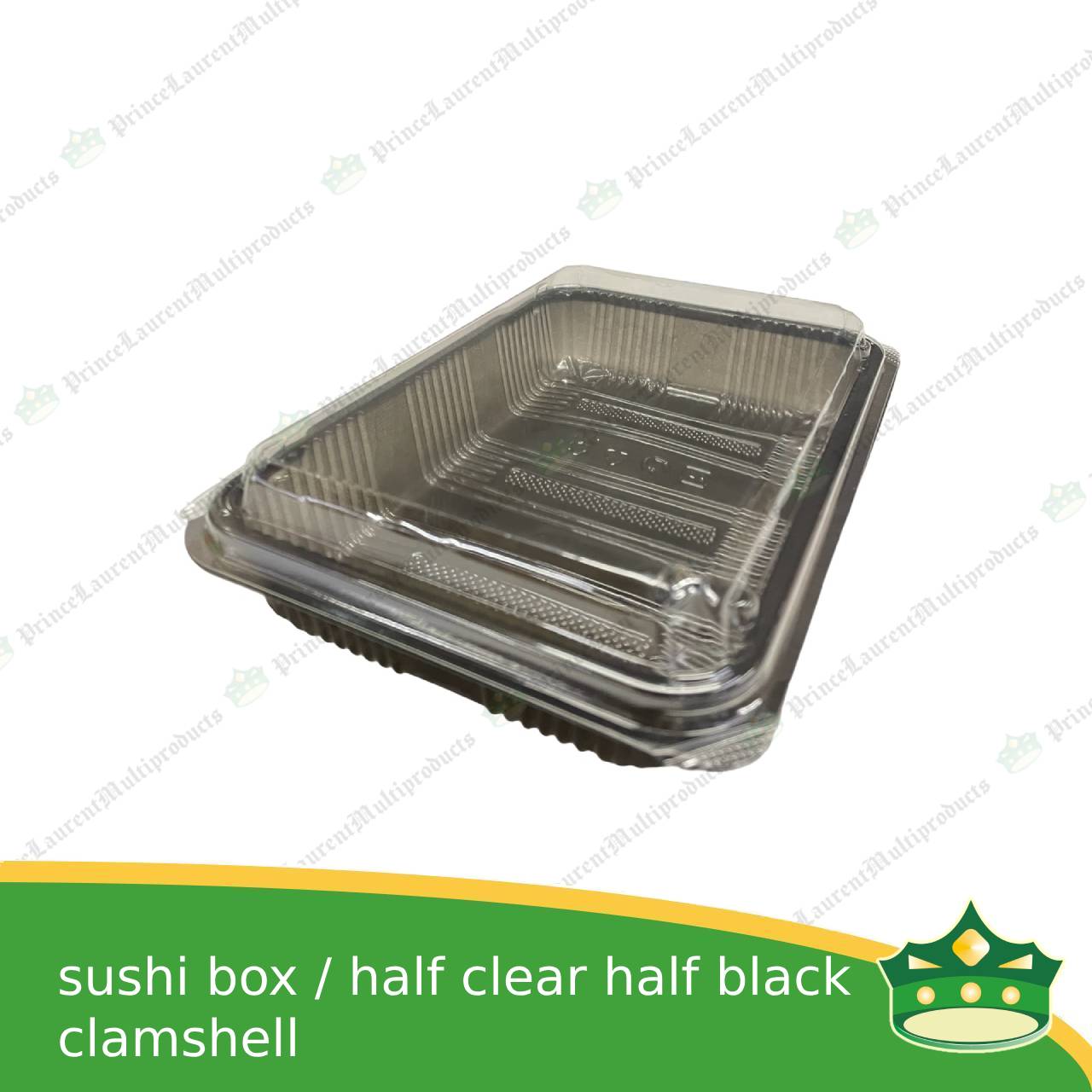 [50 pcs] sushi box clamshell half clear half black ssc-2
