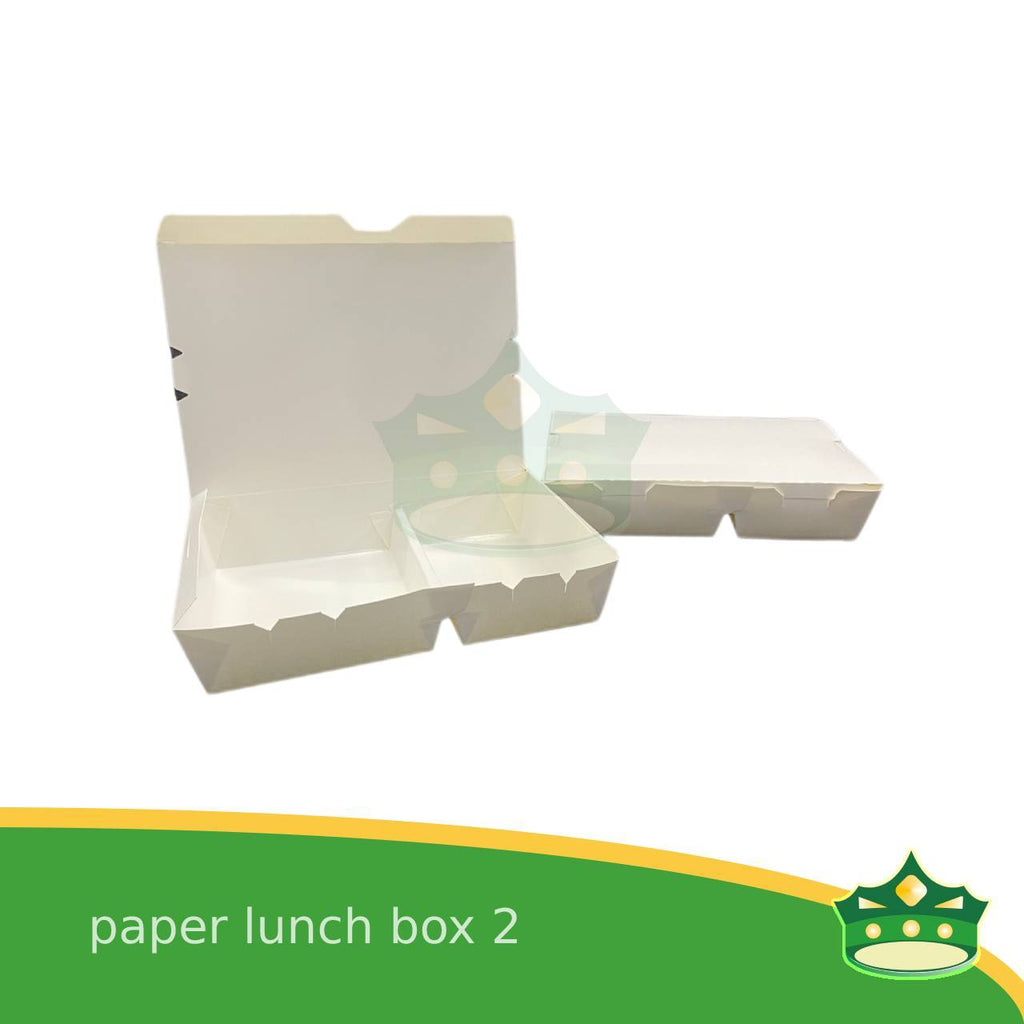 [25 pcs] paper lunch box 2 white laminated or paper bento 2 division, 2 partitions for large meals, viands, ulam, rice toppings, pansit, noodles, take-outs, food deliveries, leak-proof, saucy take-outs