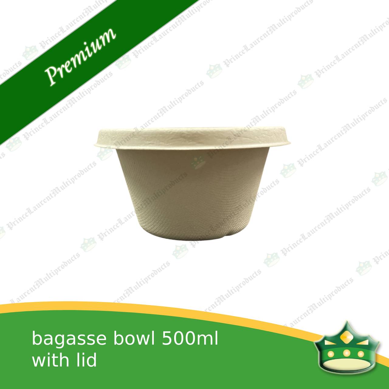 [50 pcs] bagasse bowl with lid 500 ml compostable biodegradable bowl for soup, salads, rice meals