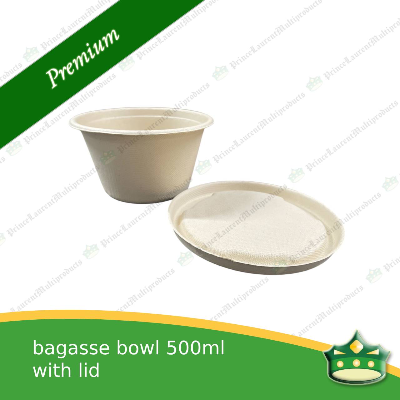 [50 pcs] bagasse bowl with lid 500 ml compostable biodegradable bowl for soup, salads, rice meals