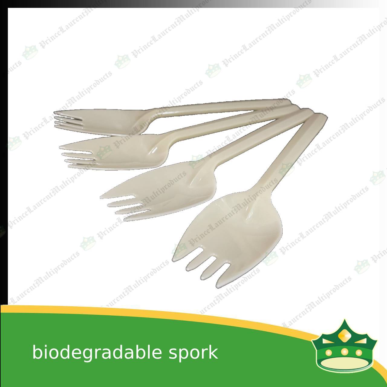 [25 pcs] biodegradable spork combination beige 5.875 inches length disposable plastic cutleries as takeout utensils