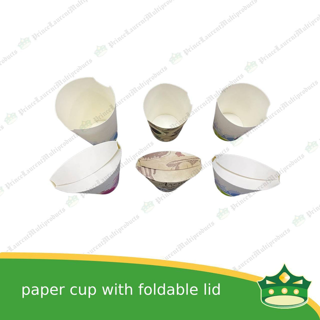 [50 pcs] paper cup with foldable lid for small cup take outs, taste test, promotional cups