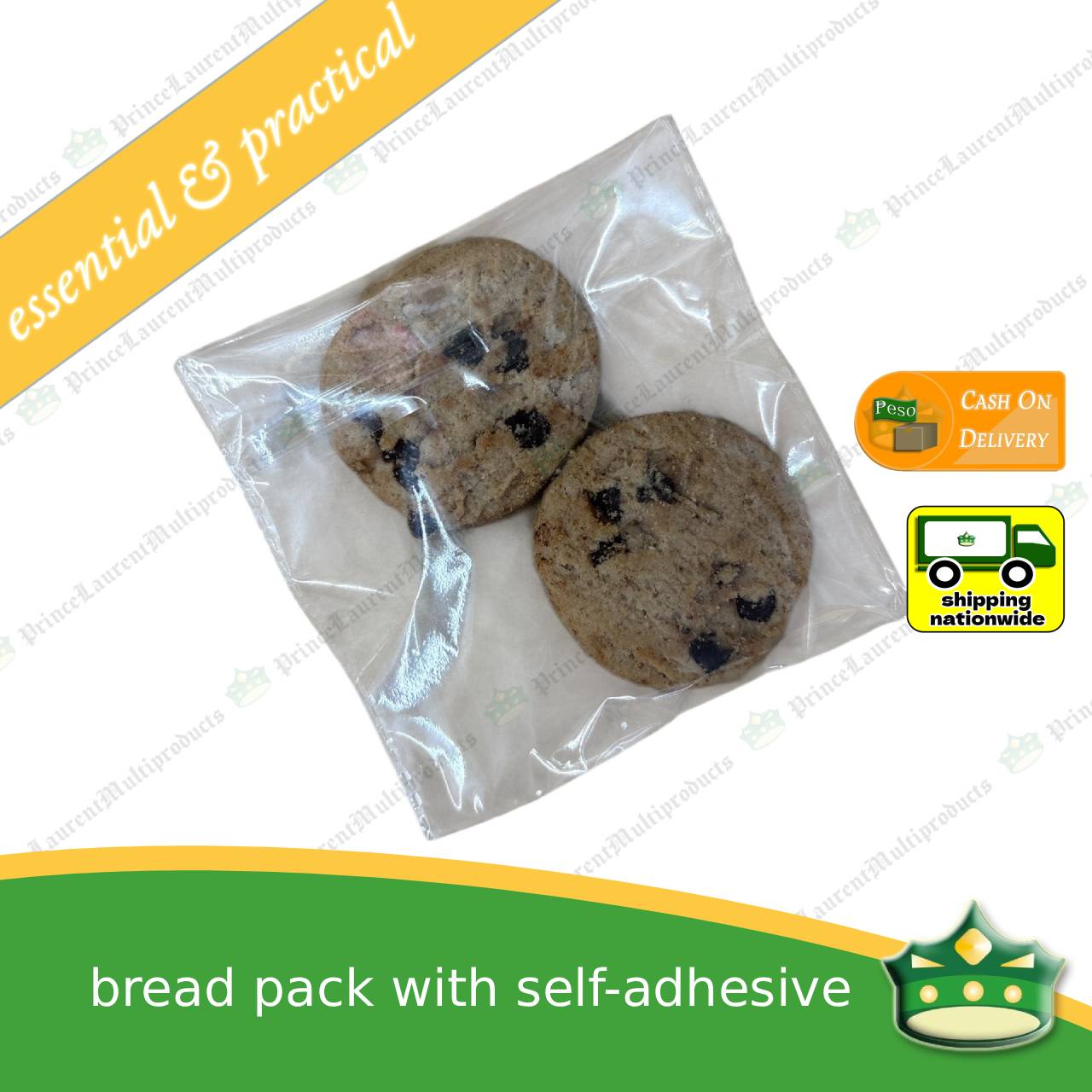 [100 pcs] bread pack with self-adhesive for individual packing of graham bars, cookies, bread & others