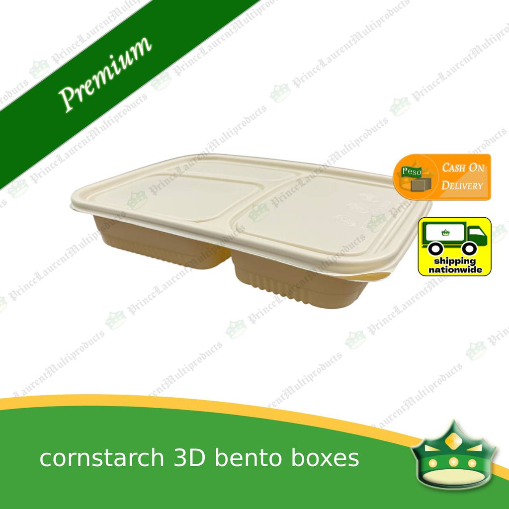 [50 pcs] cornstarch 3D bento box compostable food box biodegradable meal box