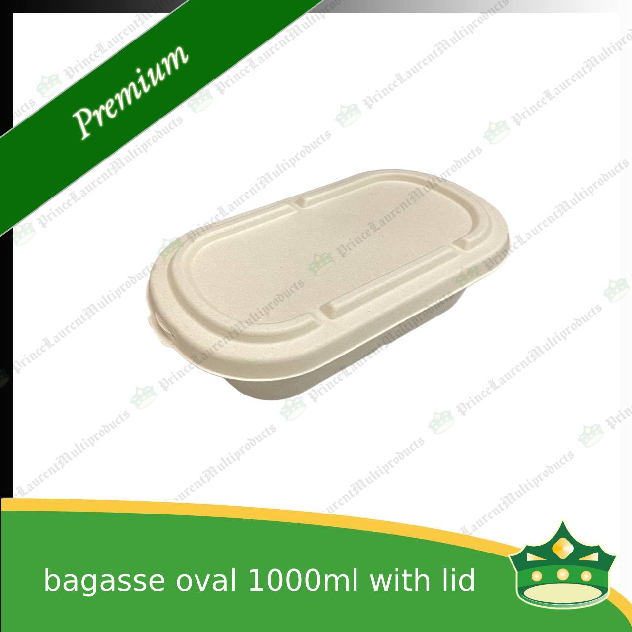[50 pcs] bagasse oval 1000ml container with lid for compostable biodegradable take away boxes