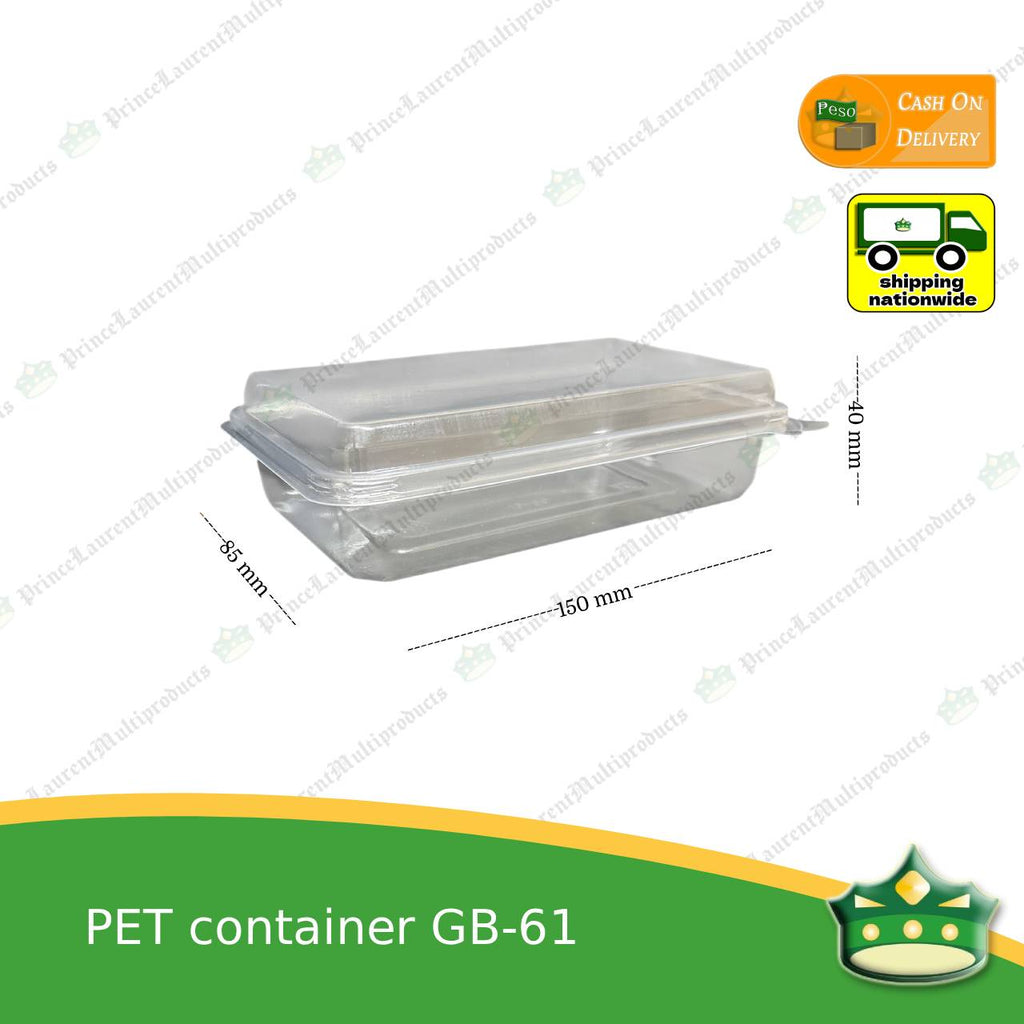 [50 pcs] PET container clear clamshell GB-61 (3.5x6x1.75 inches) for any baked products or food delicacies