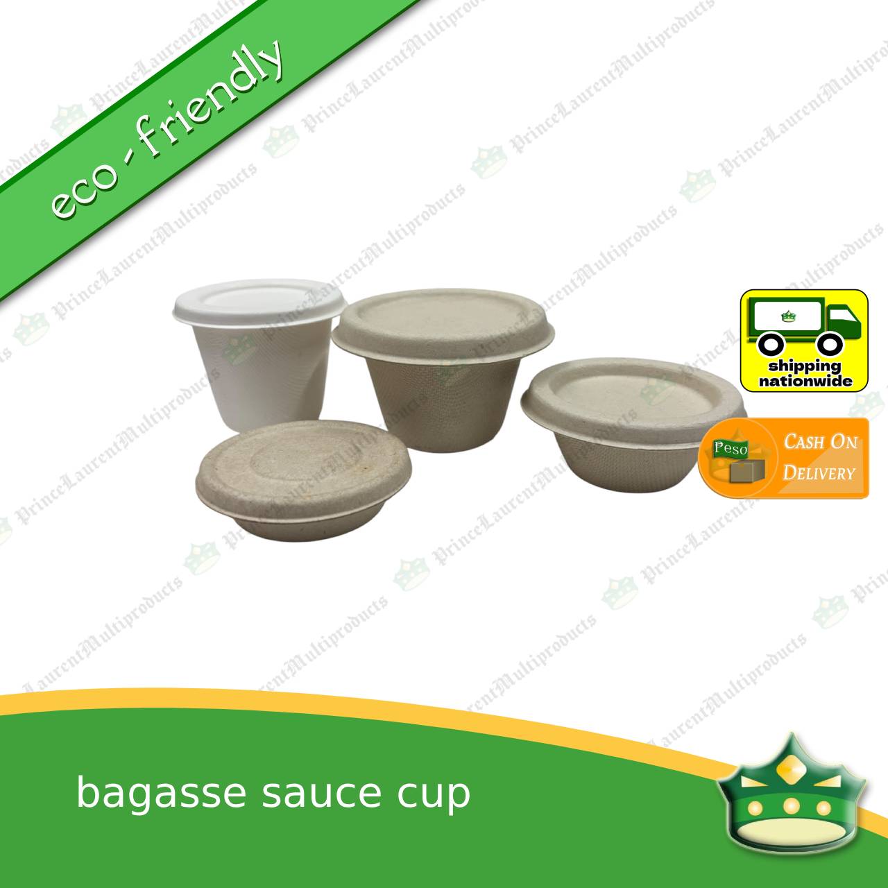 [50 pcs] bagasse sauce cup with lid for sauces and condiments