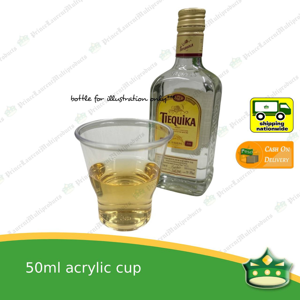 [50 pcs] acrylic cup 50ml for shots or testers, clear, stackable, disposable, 50ml capacity, suitable for serving shots or testers, kitchen or bar scene.