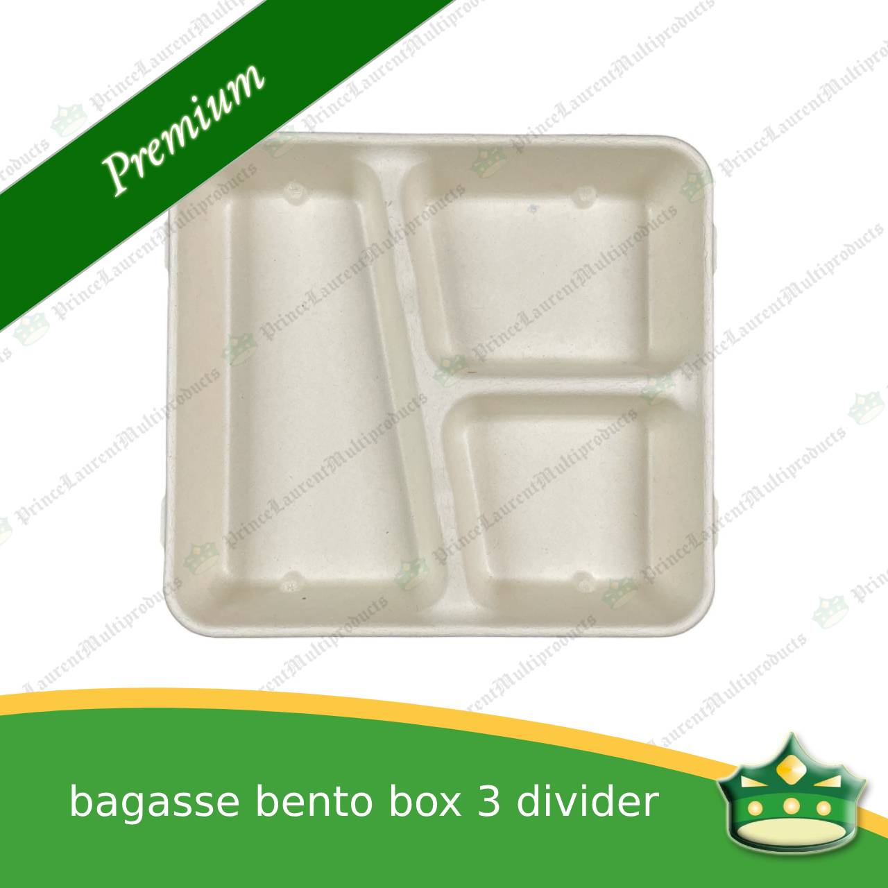 [50 pcs] bagasse bento box 3 division with lid for eco-friendly alternative on food take-outs, packed meals