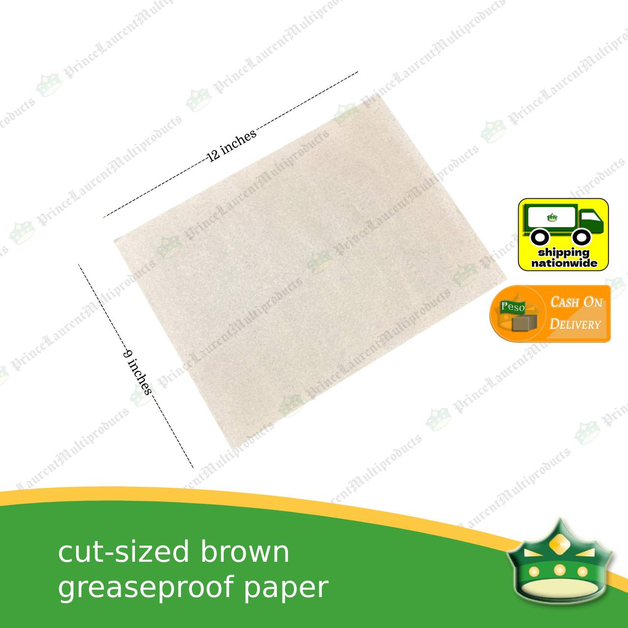 [100 pcs] cut-sized brown greaseproof paper wrapper for sandwiches, rice, baked goods
