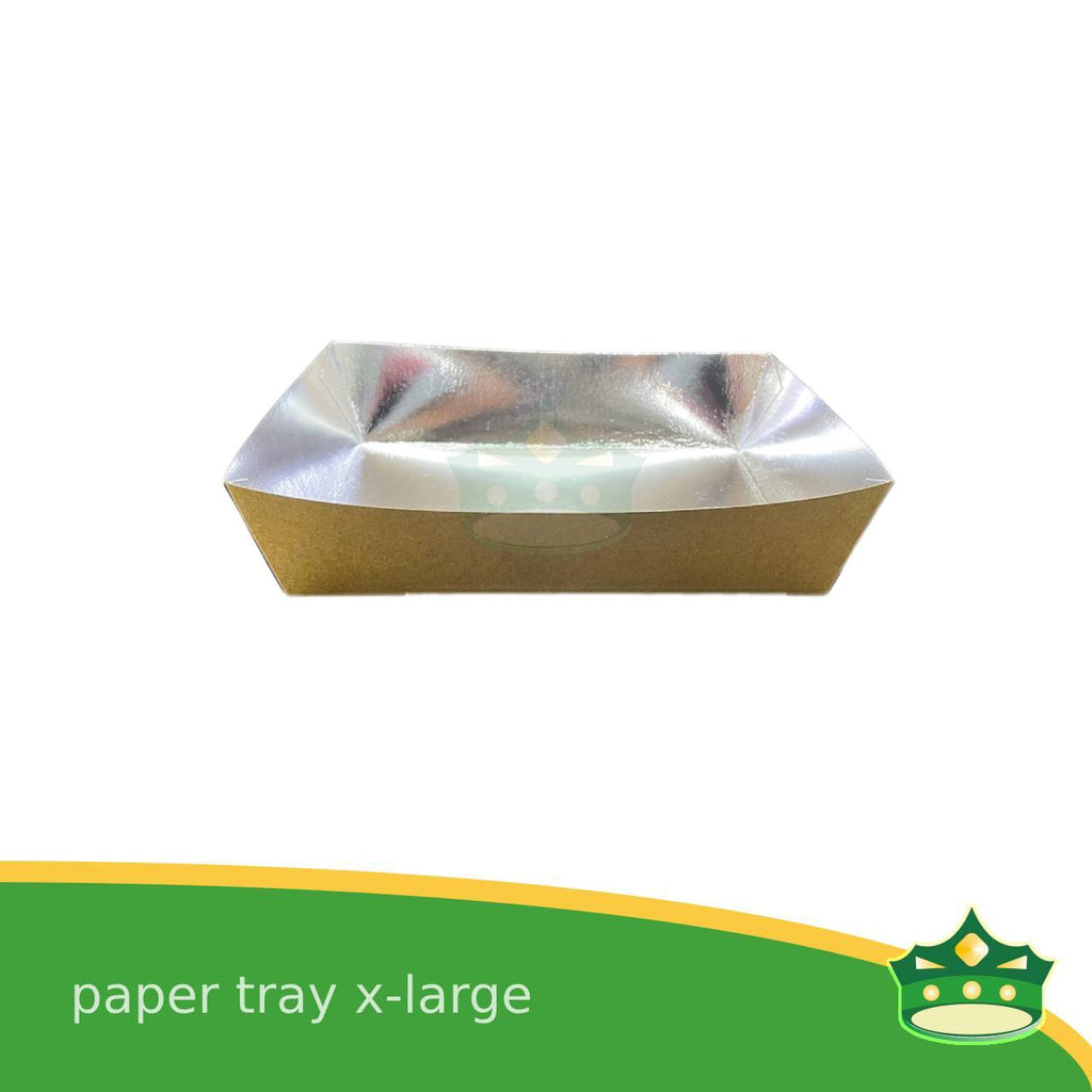 [25 pcs] paper trays small medium large extra large laminated white or silver to serve as food holder for nachos, fries, dimsum, meriendas, breads, takoyaki, fishball, squidball