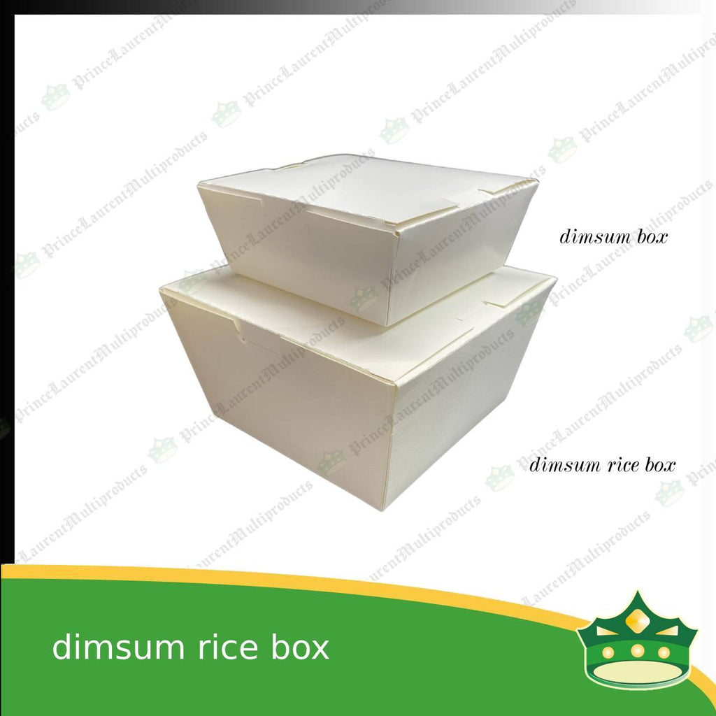 [25 pcs] paper dimsum rice box laminated white for take-out take home away meal pack for dimsum w/ rice or noodles
