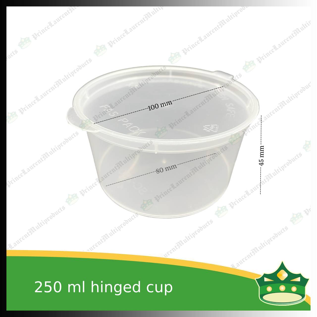 [50 pcs] 250 ml hinged sauce cup clear microwavable plastic with attached lid for take out of sauce gravy specimen / sample cup