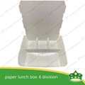 [25 pcs] BIG paper lunch box 4 division white laminated leak proof for big partition meals or bento boxes, take-out, packed meal, catered meal, combo rice viand fruit dessert with partition