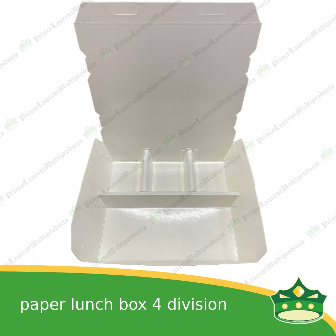 [25 pcs] BIG paper lunch box 4 division white laminated leak proof for big partition meals or bento boxes, take-out, packed meal, catered meal, combo rice viand fruit dessert with partition