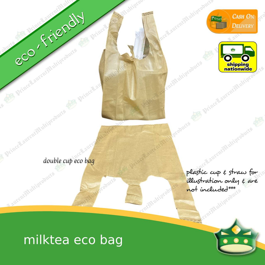 [100 pcs] milk tea eco bag milktea ecobag biodegradable sando bag reusable & environment friendly bag