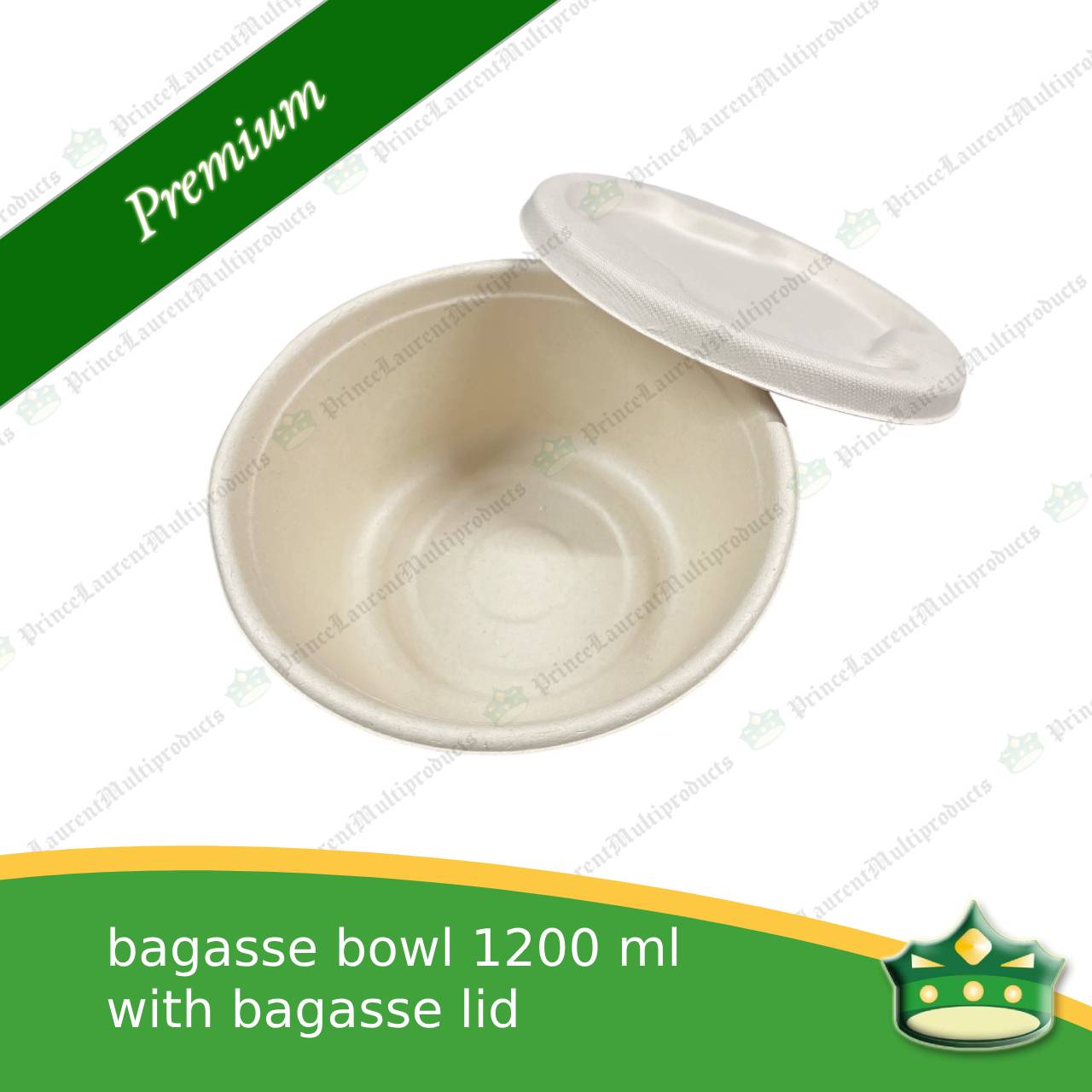 [125 pcs] bagasse salad bowl with lid 1200ml compostable biodegradable bowl for salads and rice meal